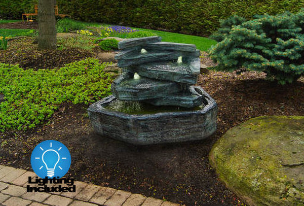 Slate Springs Fountain Light Included Blends Naturally with Nature